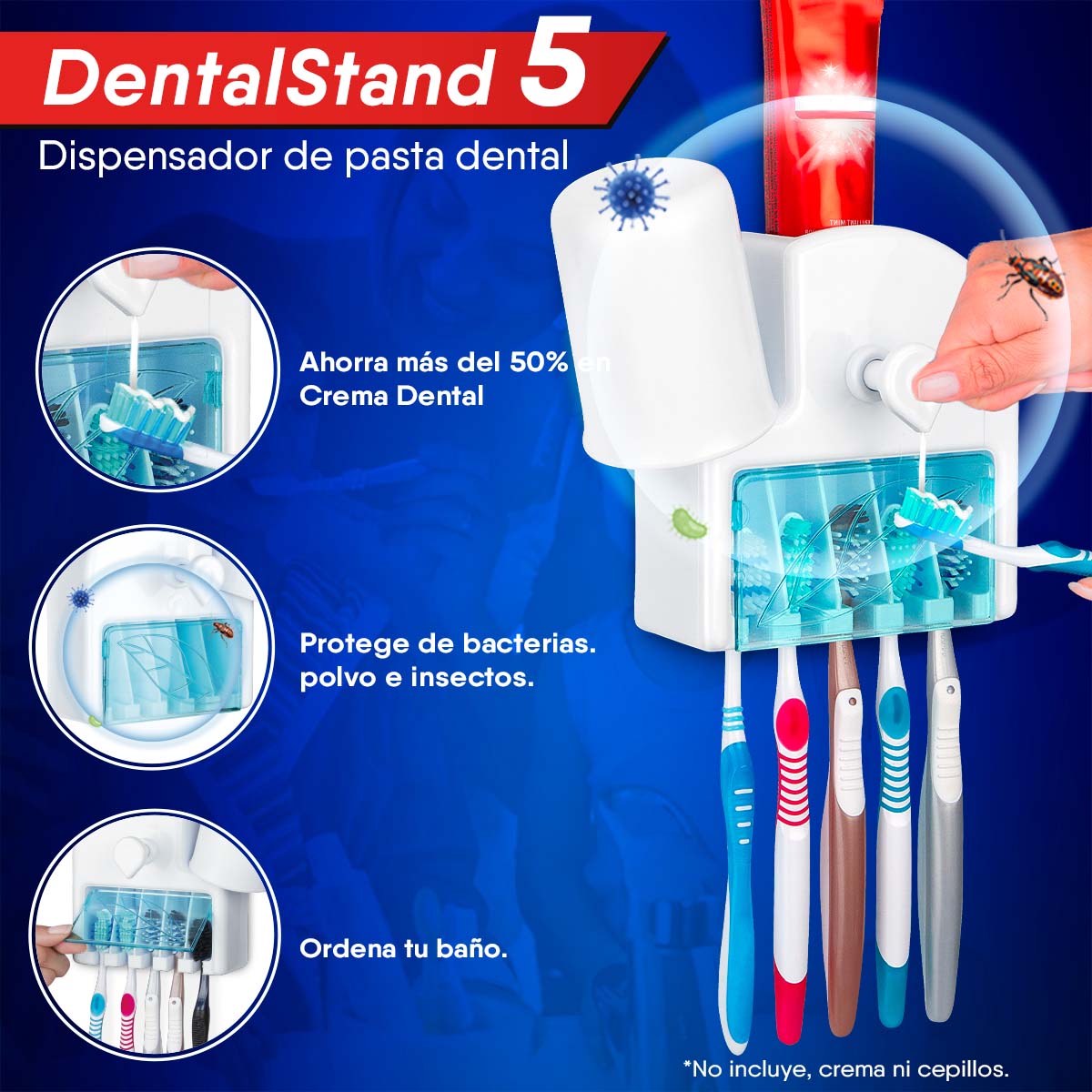 Dispensador de crema dental 5 cepillos (INCLUYE ENVÍO 🚚)